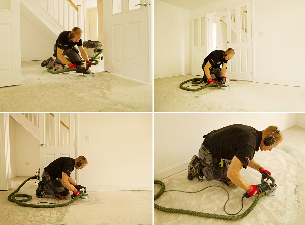 Grinding & Smoothing Uneven Subfloor With FBall StopGap In A New Build